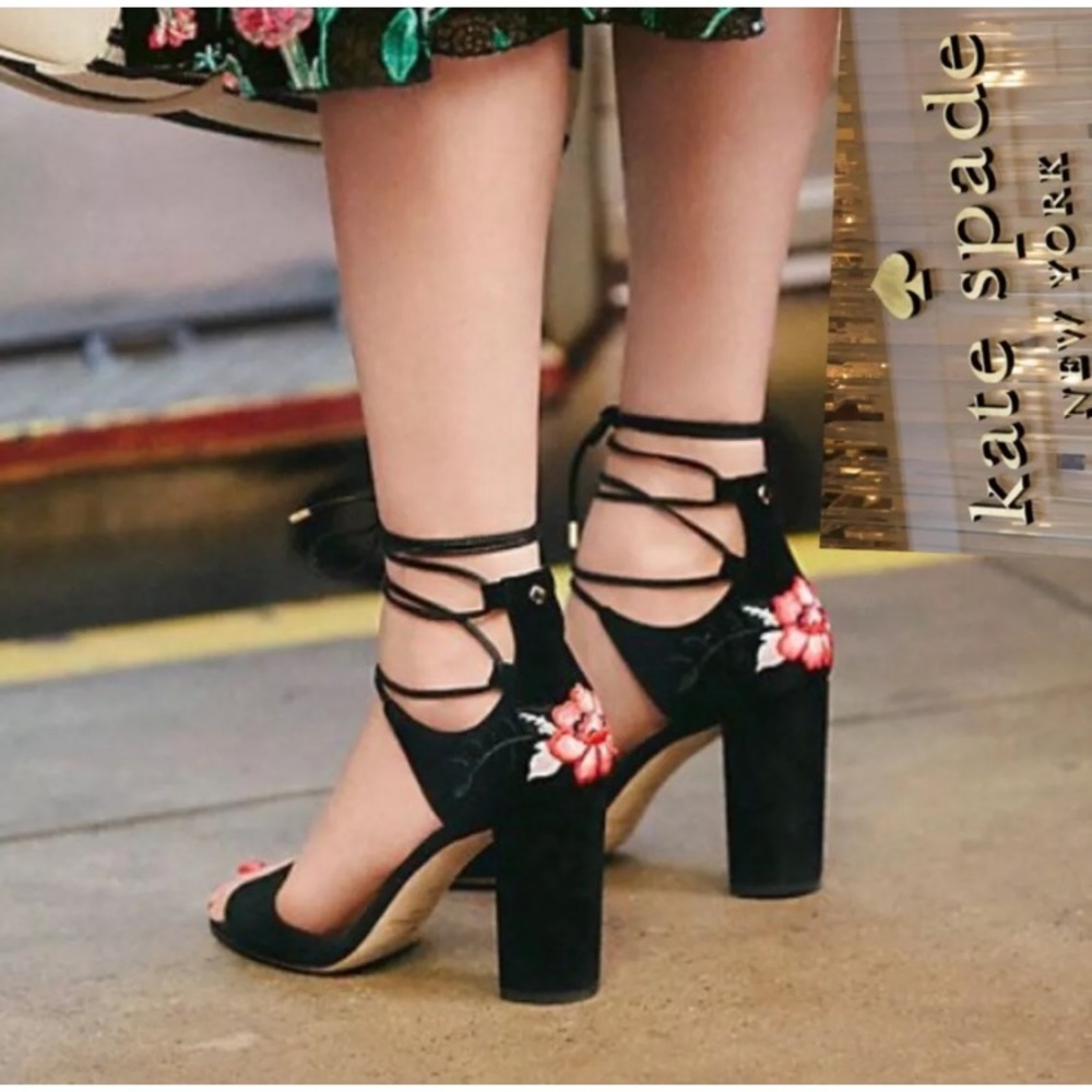 Kate Spade Oasis Embroidered Block Heels Sandals